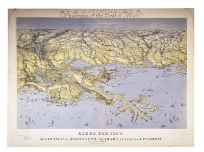 Panorama of the Seat of War: Birds Eye View Of Louisiana, Mississippi, Alabama And Part Of Florida, 1861 by John Bachmann